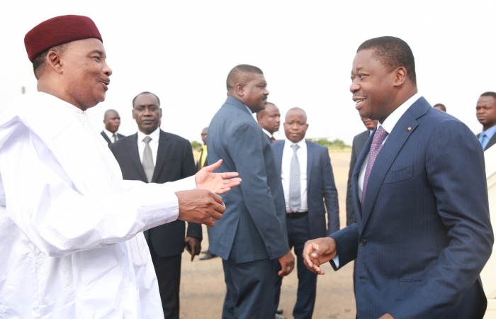 Les présidents Faure Gnassingbé et Mahamadou Issoufou à Niamey le 5 octobre 2017