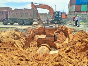 RN2/Zone Port-Cimtogo : les travaux en cours pour réparer l’affaissement de la chaussée